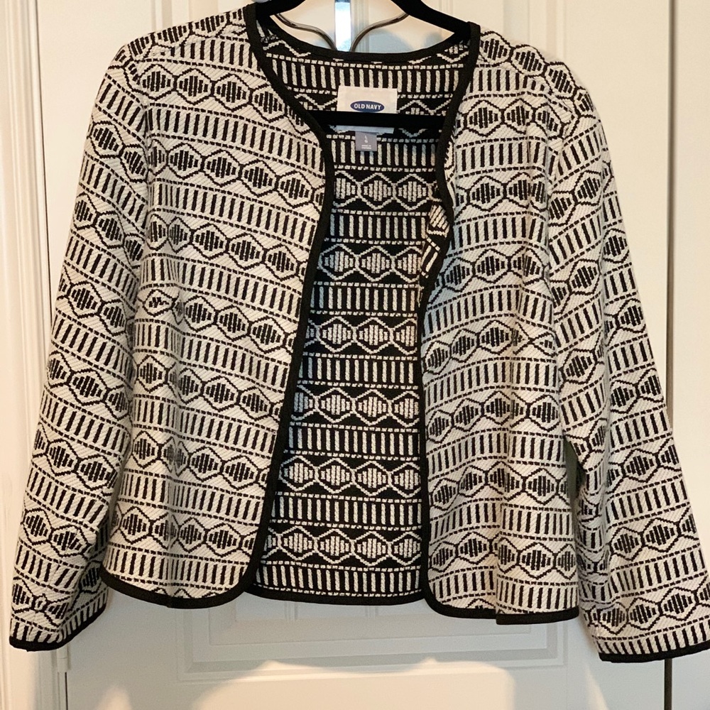 Boho Print Black  and White Jacket